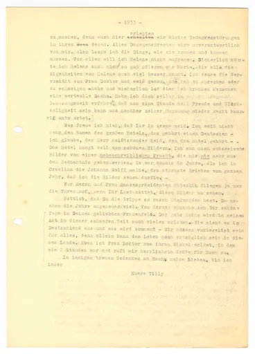 Brief (Transkript) von Ottilie W. Roederstein an Paula Häberlin, 21. Februar 1933