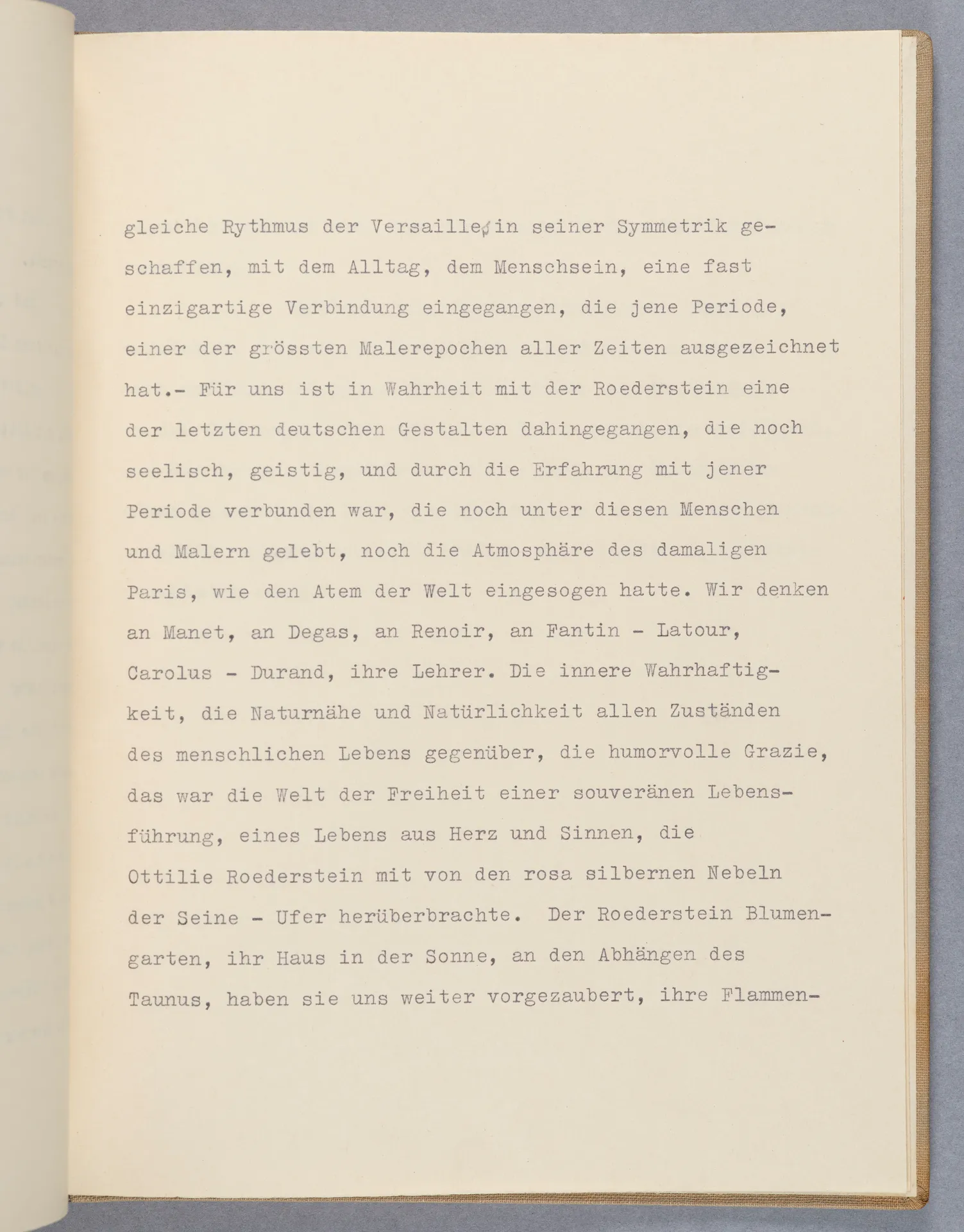 Lilli von Schnitzler-Malinckrodt, Am Sarge Ottilie Roederstein's, Grabrede zum Tod Ottilie W. Roedersteins, mit Widmung an Elisabeth H. Winterhalter, 1937