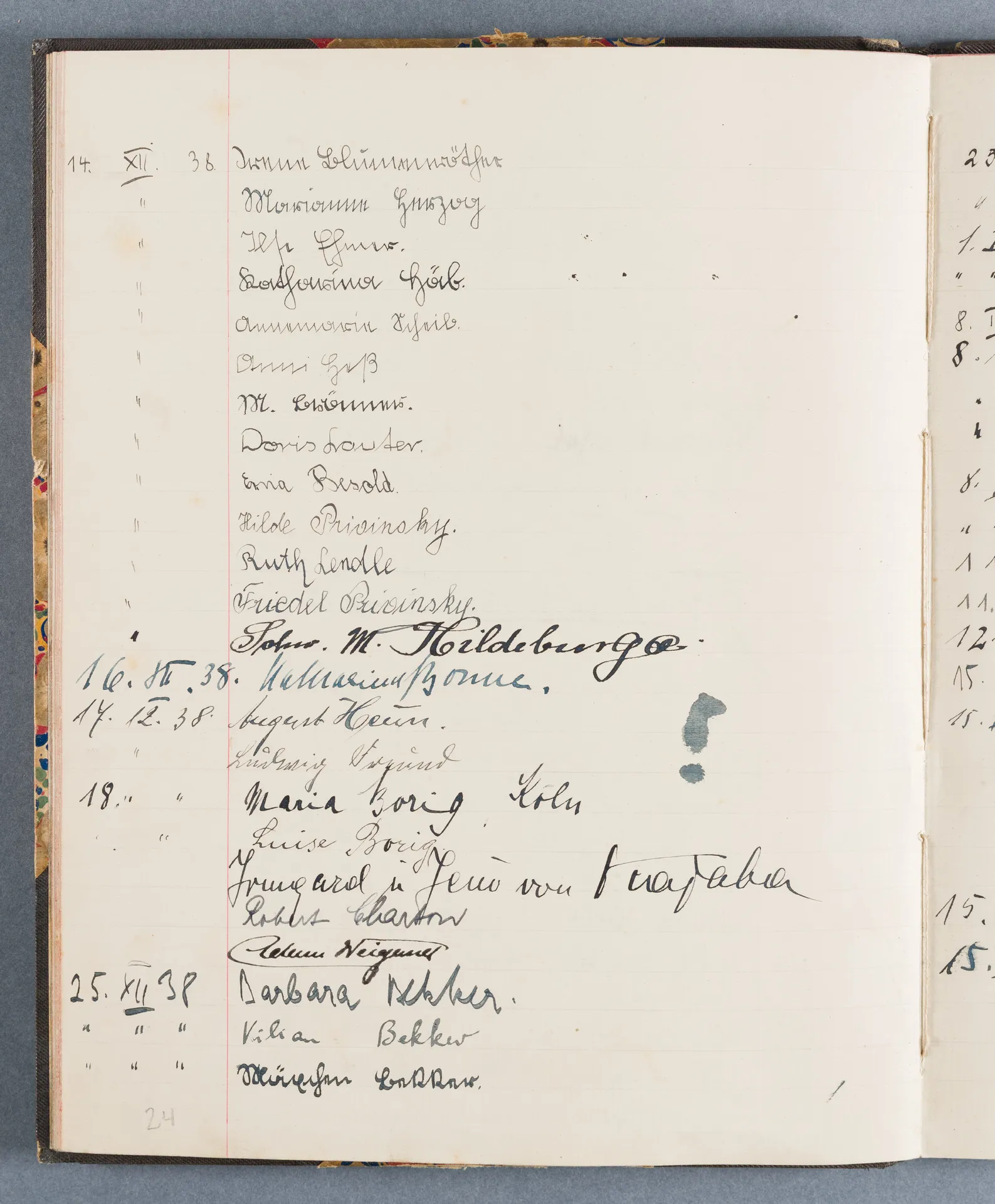 Besucherbuch des Ateliers von Ottilie W. Roederstein in Hofheim am Taunus