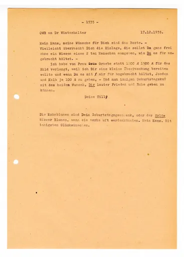 Brief (Transkript) von Ottilie W. Roederstein an Elisabeth H. Winterhalter, 17. Dezember 1935/1936 (?)