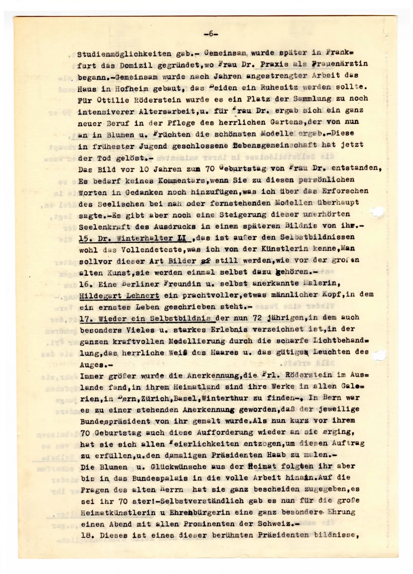 Ottilie W. Roederstein. Worte zu ihrem Gedächtnis, gesprochen am 23. Januar 1938 von Cläre Mehs-Luthmer für die GEDOK Frankfurt (Transkript)
