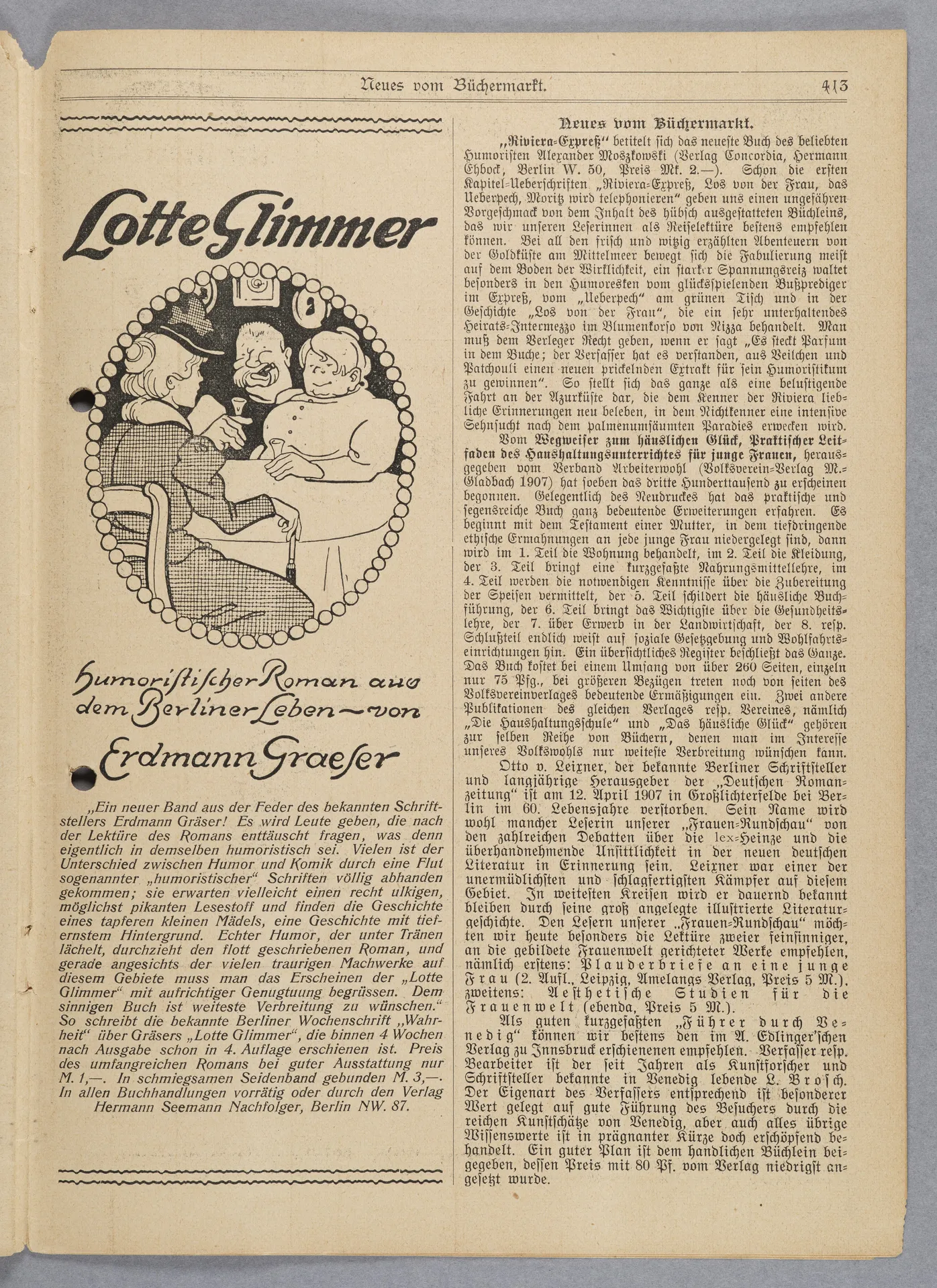 Elisabeth Mentzel und Julia Virginia Laengsdorff, Frankfurt a. M. und seine Frauen, in: Frauen-Rundschau, Jahrgang 8, Heft 14 [1907]