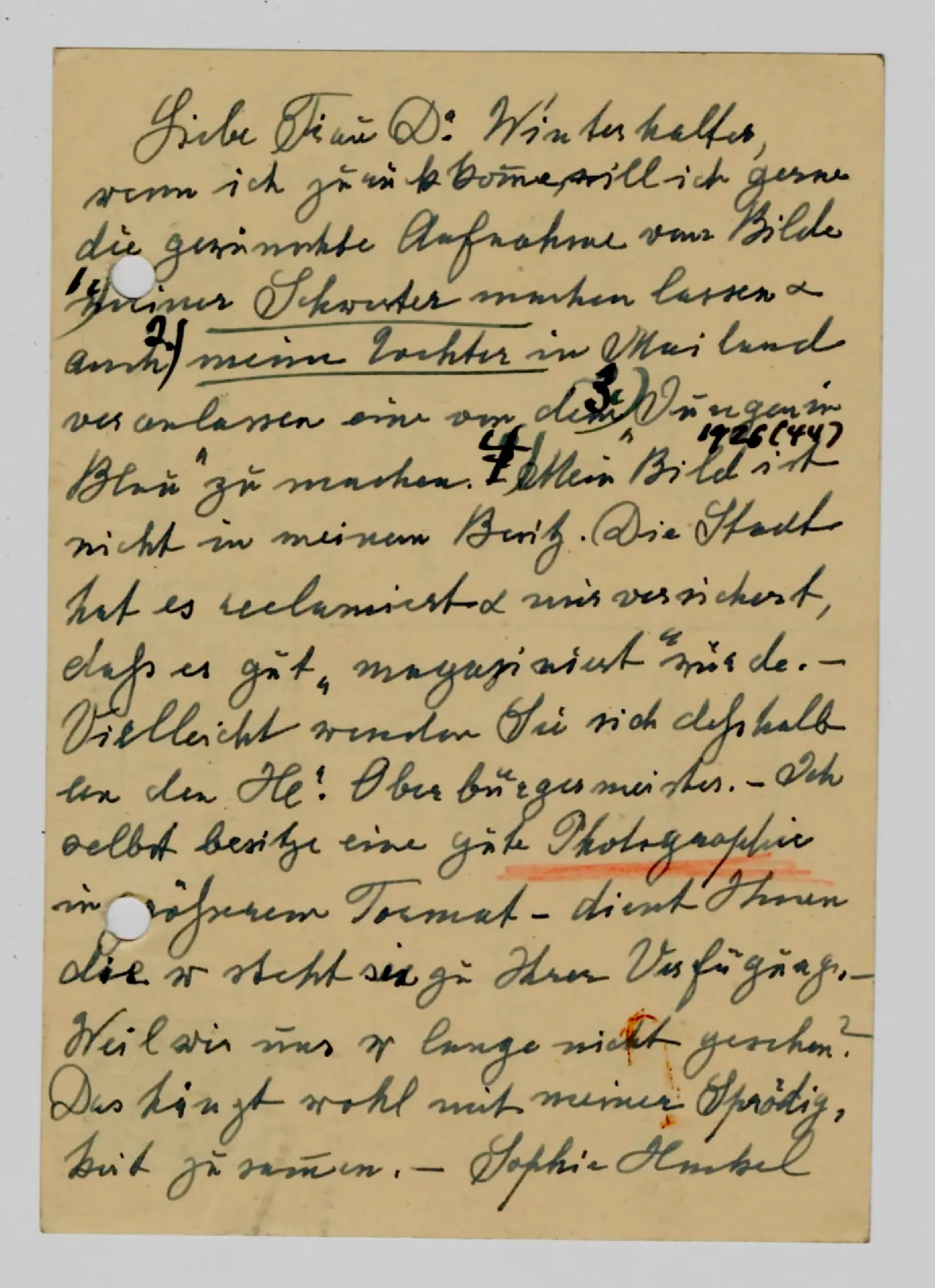 Postkarte von Meta Quarck-Hammerschlag an Elisabeth H. Winterhalter, 13. Juni 1940