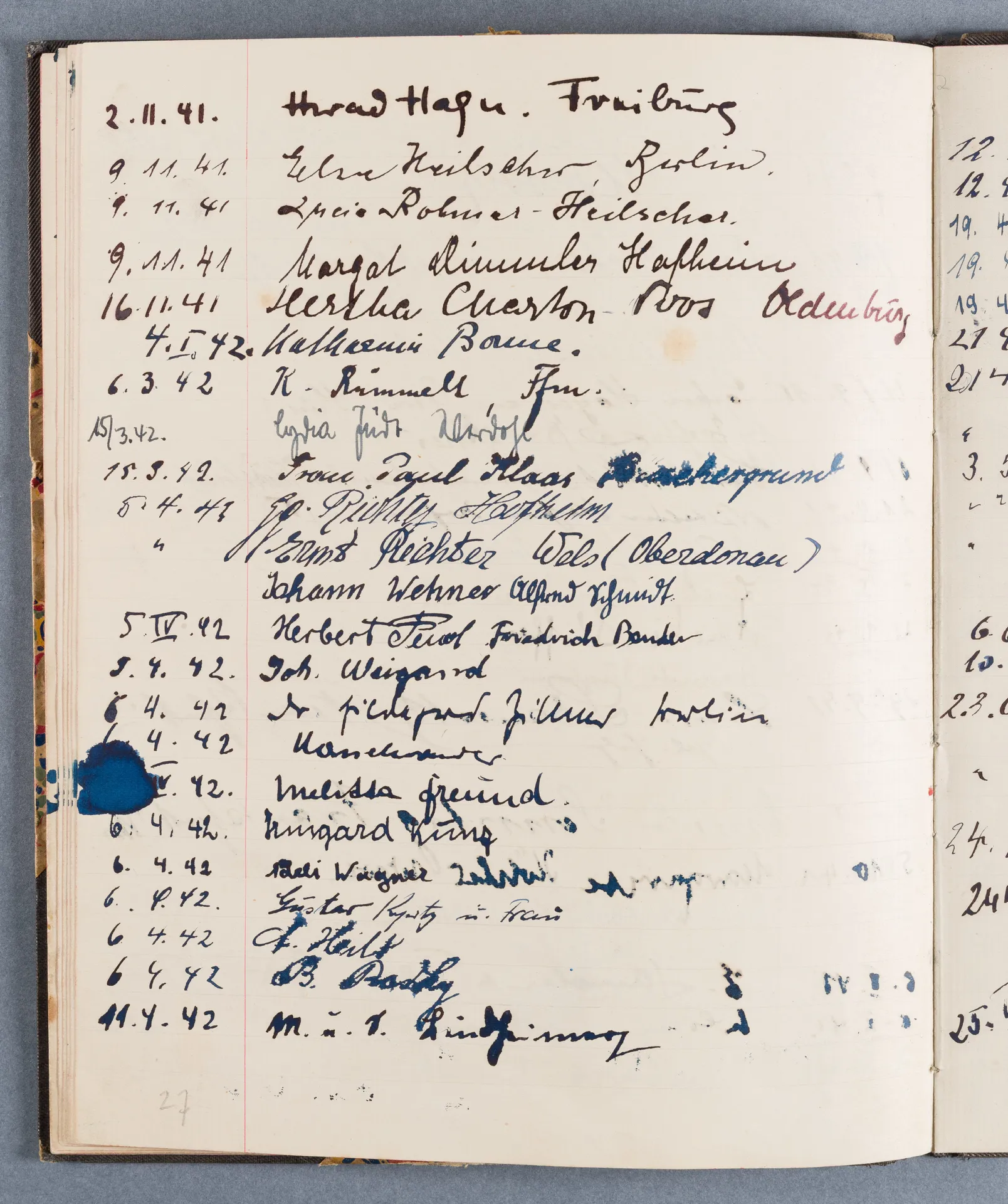 Besucherbuch des Ateliers von Ottilie W. Roederstein in Hofheim am Taunus
