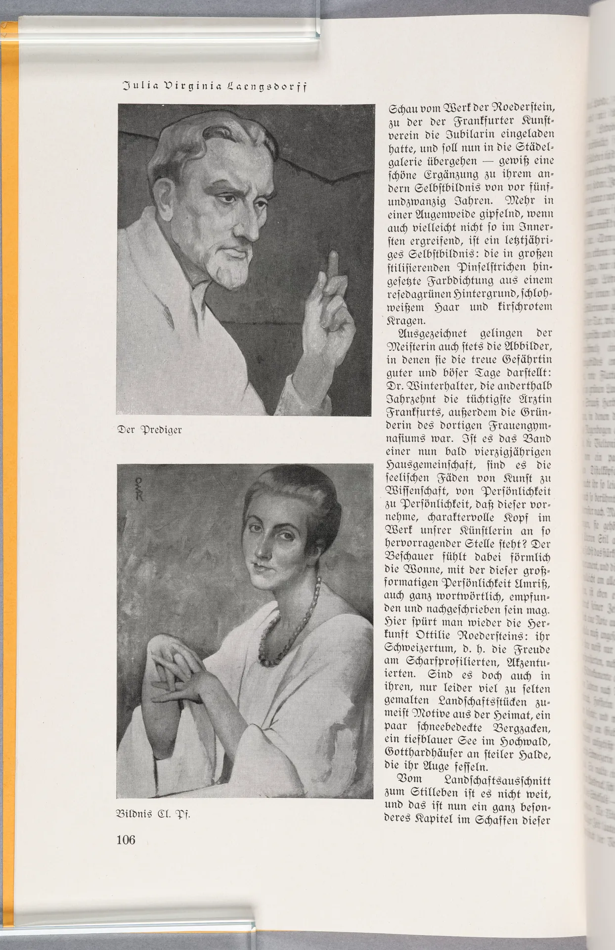 Julia Virginia Laengsdorff, Die Roederstein, in: Westermanns Monatshefte, Sonderabdruck aus dem 74. Jahrgang, September 1929 bis August 1930