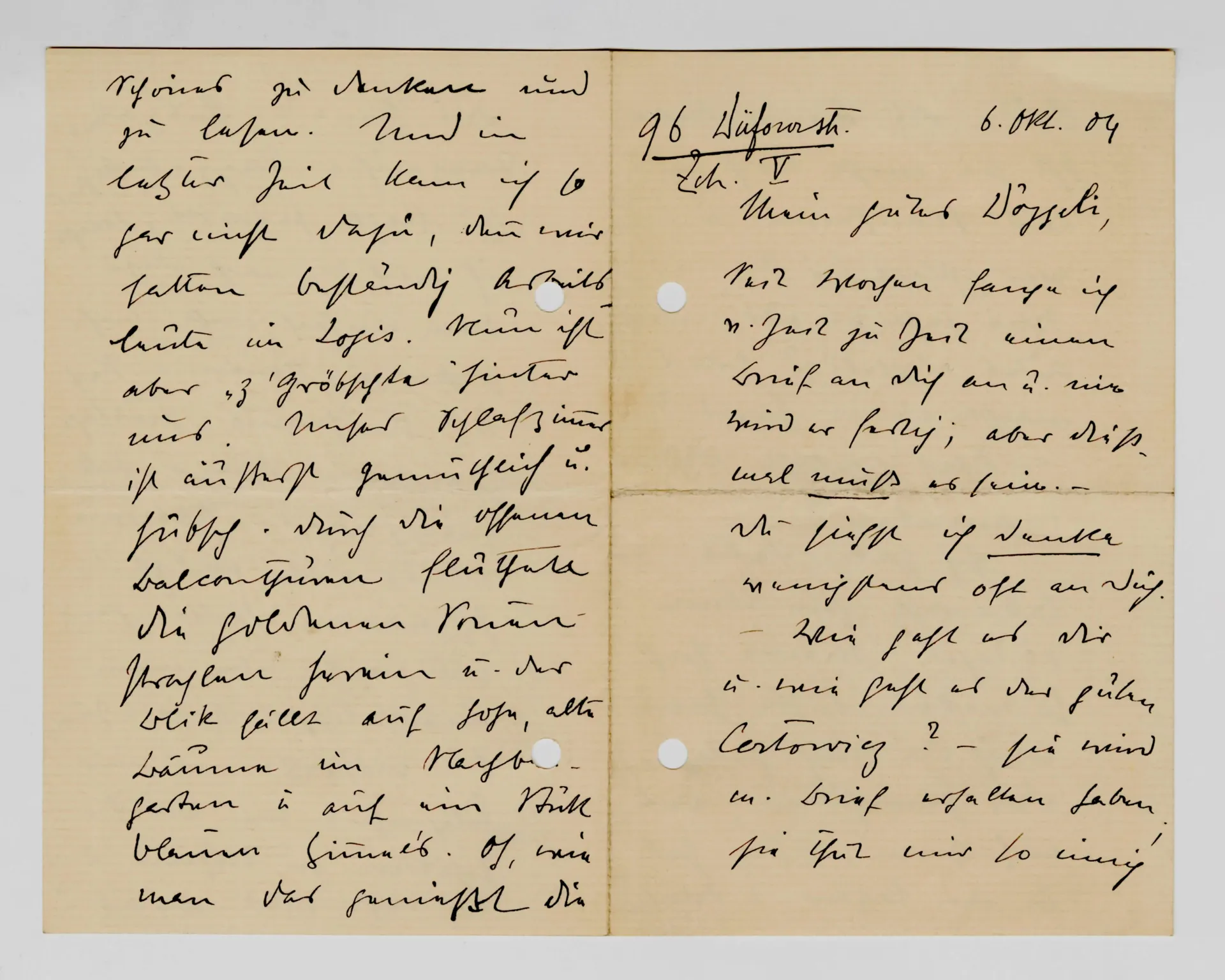 Brief von Anny Stebler-Hopf an Ottilie W. Roederstein, 6. Oktober 1904