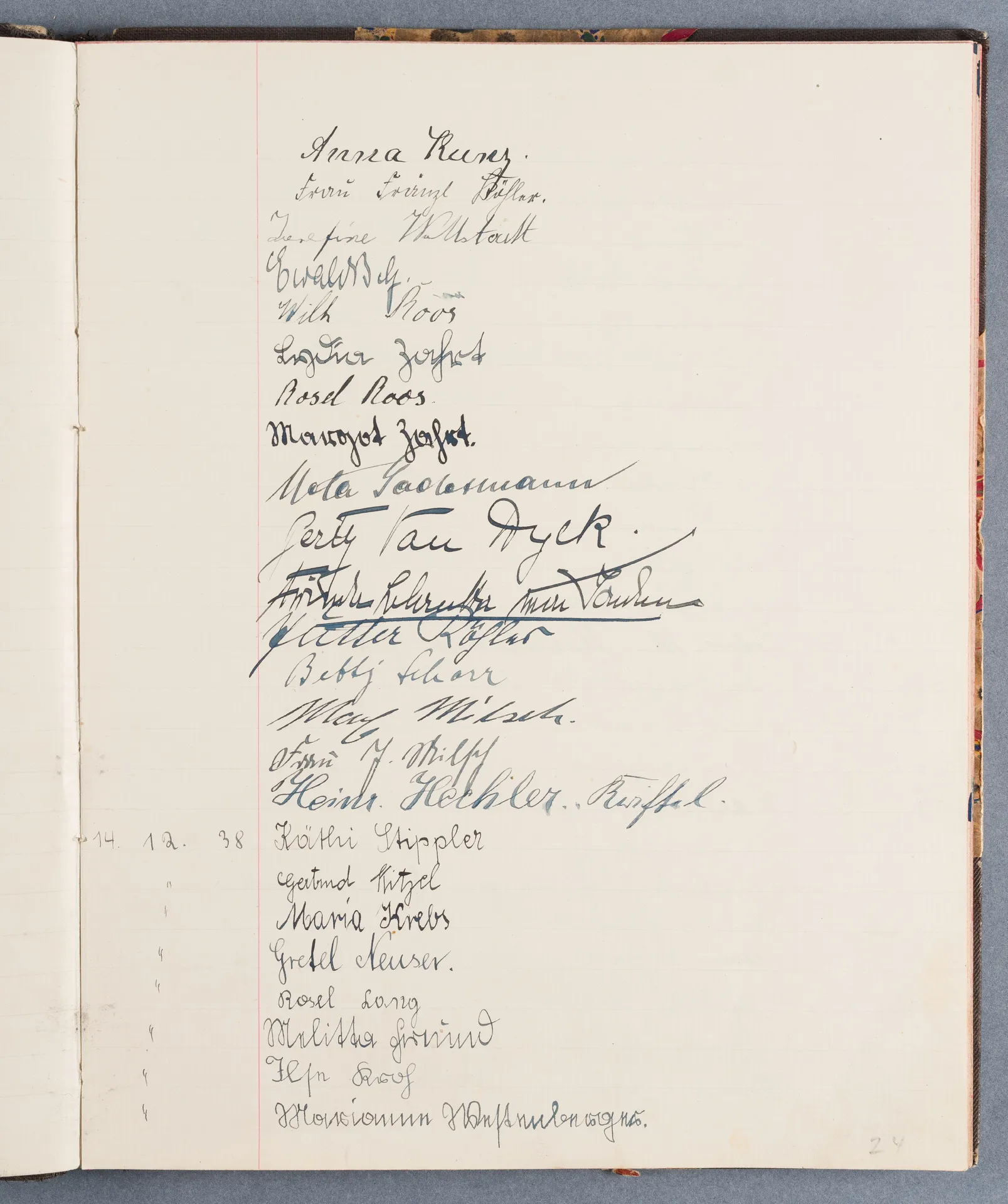 Besucherbuch des Ateliers von Ottilie W. Roederstein in Hofheim am Taunus