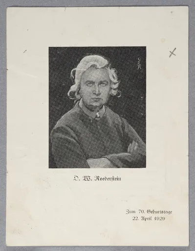 O. W. Roederstein. Zum 70. Geburtstage, 22. April 1929, Ausstellung im Frankfurter Kunstverein, Ausstellungskatalog