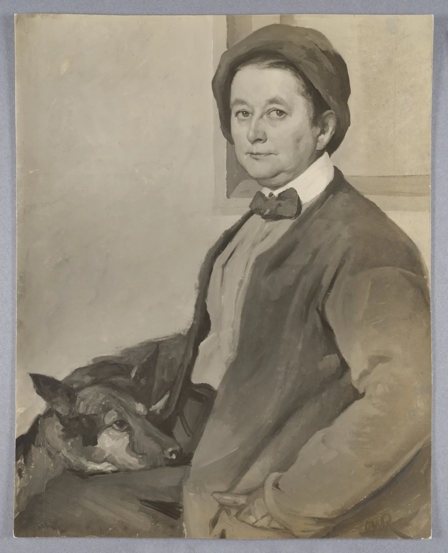 Ottilie W. Roederstein, Elisabeth H. Winterhalter mit Schäferhund, Gemälde, 1912
