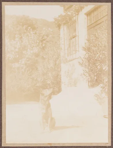 Der Hund von Ottilie W. Roederstein und Elisabeth H. Winterhalter vor deren Haus, Hofheim am Taunus