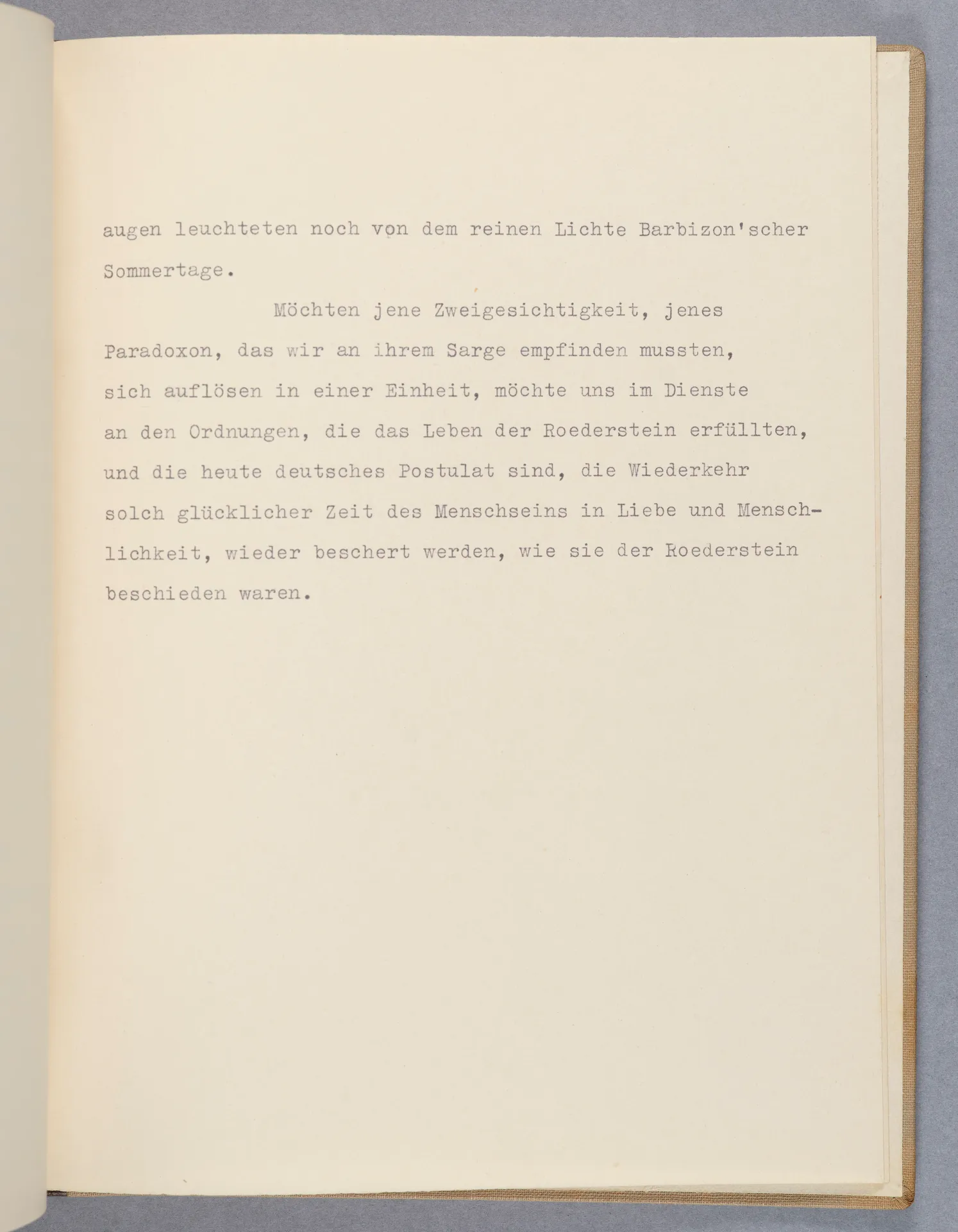 Lilli von Schnitzler-Malinckrodt, Am Sarge Ottilie Roederstein's, Grabrede zum Tod Ottilie W. Roedersteins, mit Widmung an Elisabeth H. Winterhalter, 1937