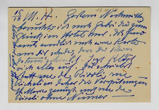Brief von Ottilie W. Roederstein an Elisabeth H. Winterhalter, 16. Oktober 1937