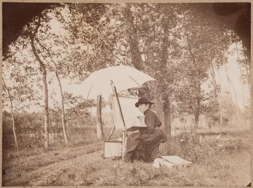 Hildegard Lehnert beim Malen en plein air