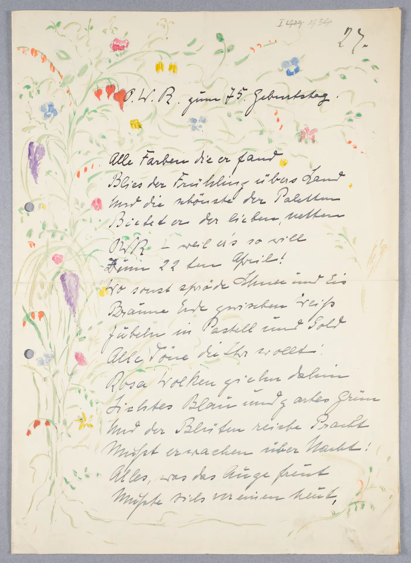 Else Luthmer, O.W.R. zum 75. Geburtstag, 22. April 1934