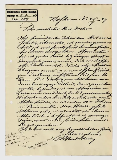 Brief von Ottilie W. Roederstein an Alfred Wolters, 26. Juli 1927