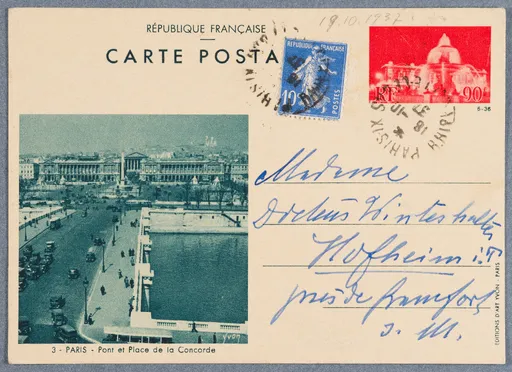 Postkarte von Ottilie W. Roederstein an Elisabeth H. Winterhalter, 18. Oktober 1937