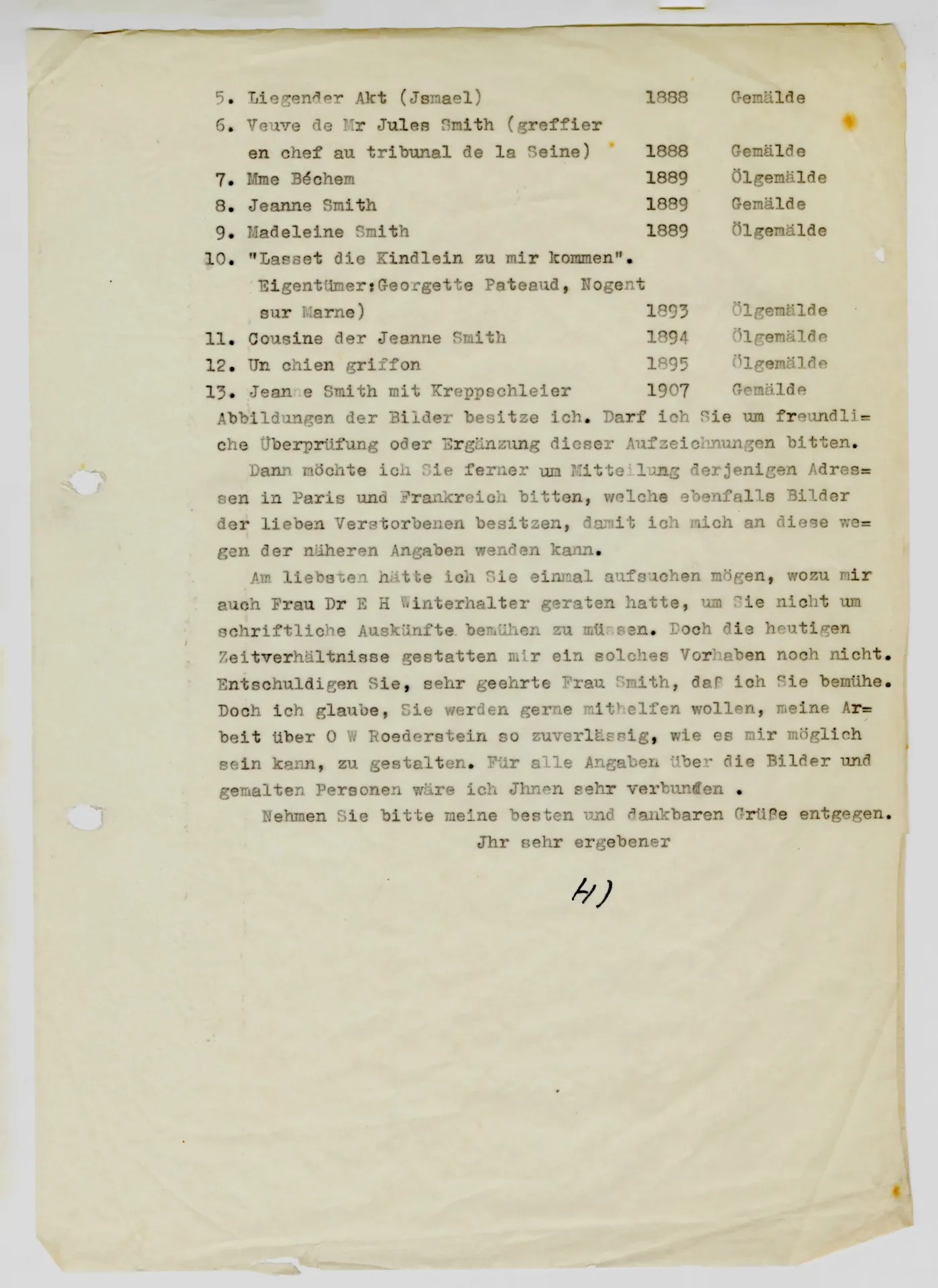 Brief von Hermann Jughenn an Jeanne Smith, 26. Juli 1941