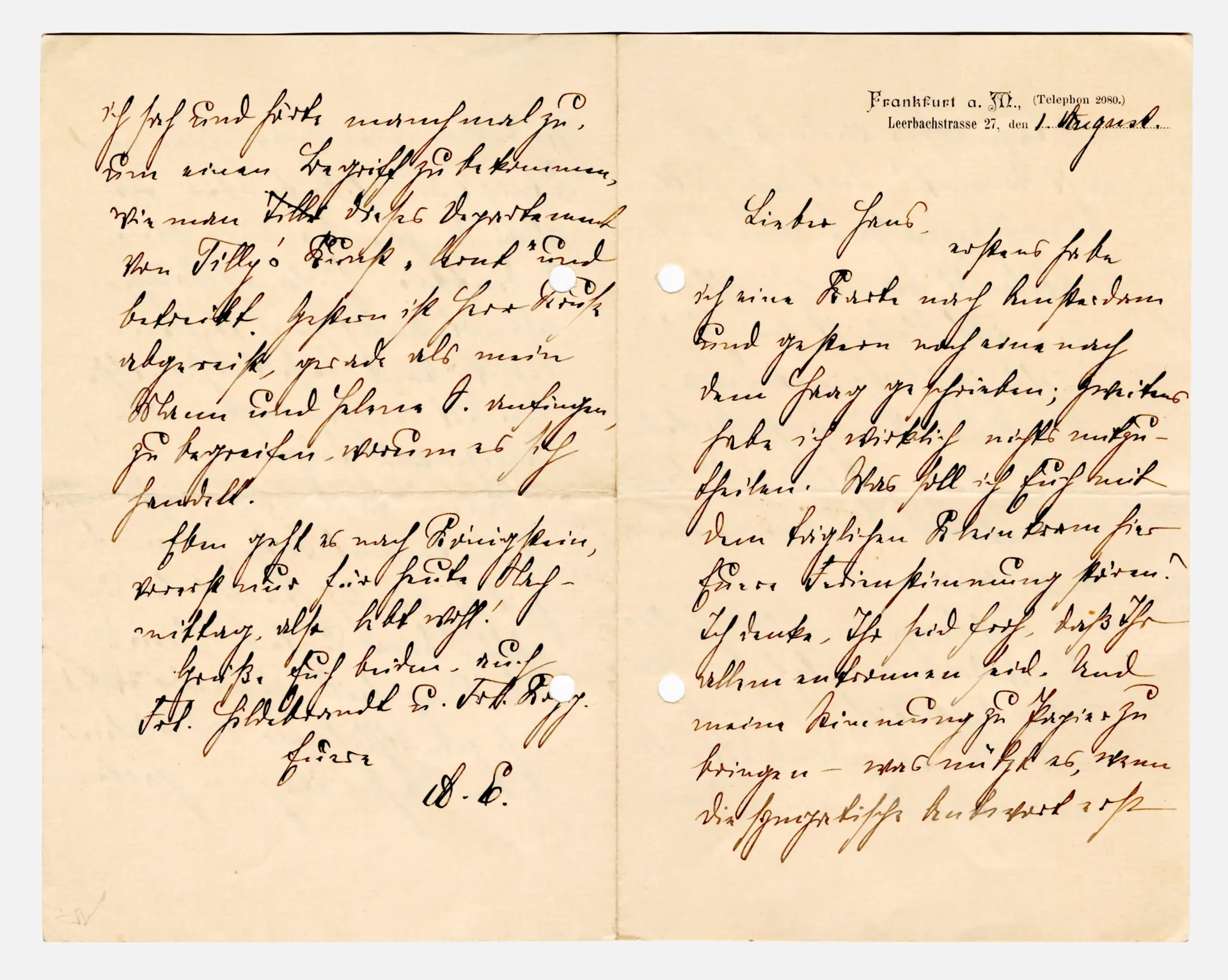 Brief von Anna Edinger an Elisabeth H. Winterhalter, 1. August 1897