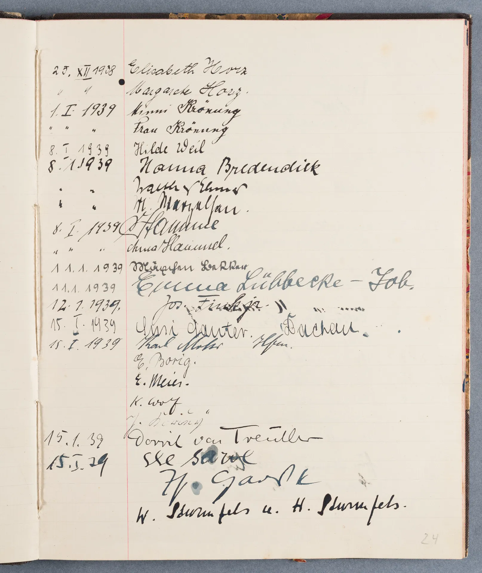 Besucherbuch des Ateliers von Ottilie W. Roederstein in Hofheim am Taunus