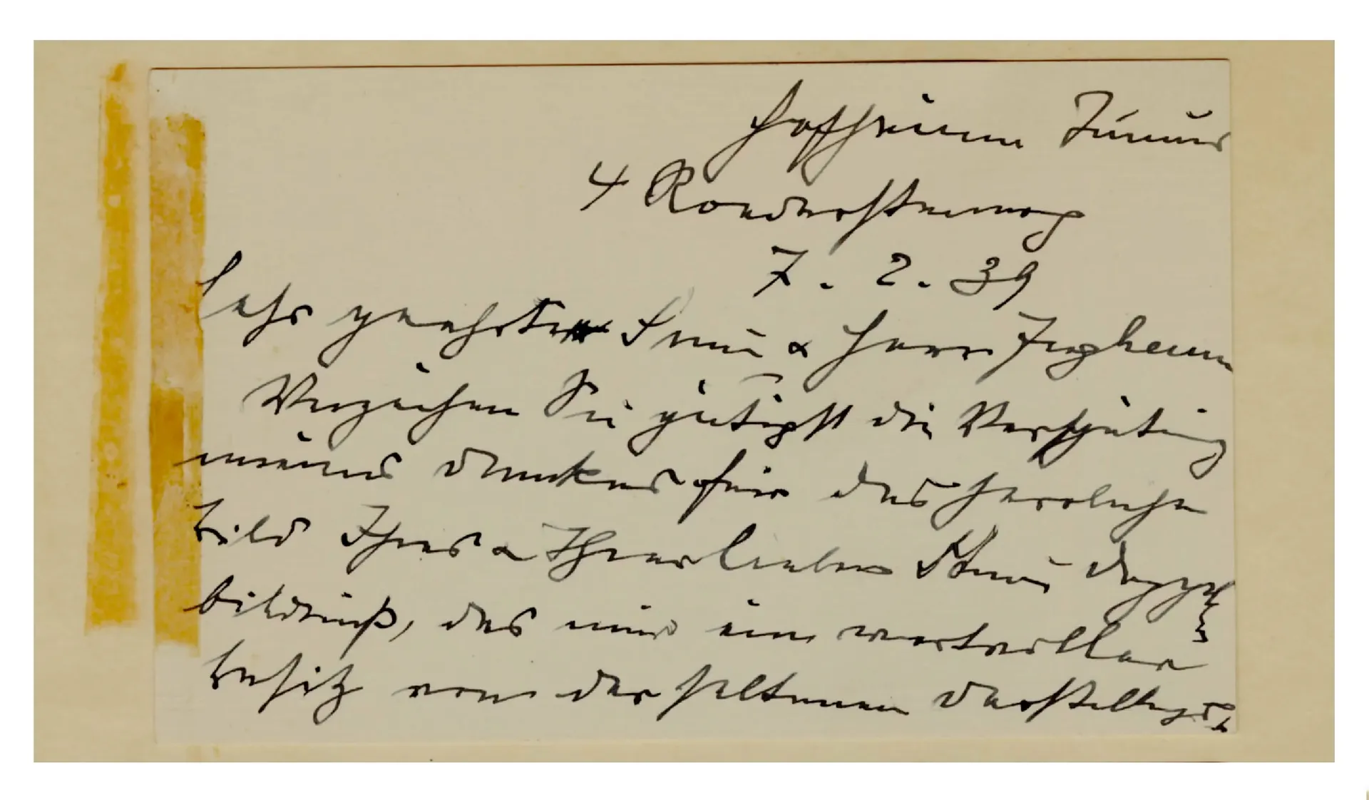 Brief von Emma Kopp an Carli und Hermann Jughenn, 7. Februar 1939