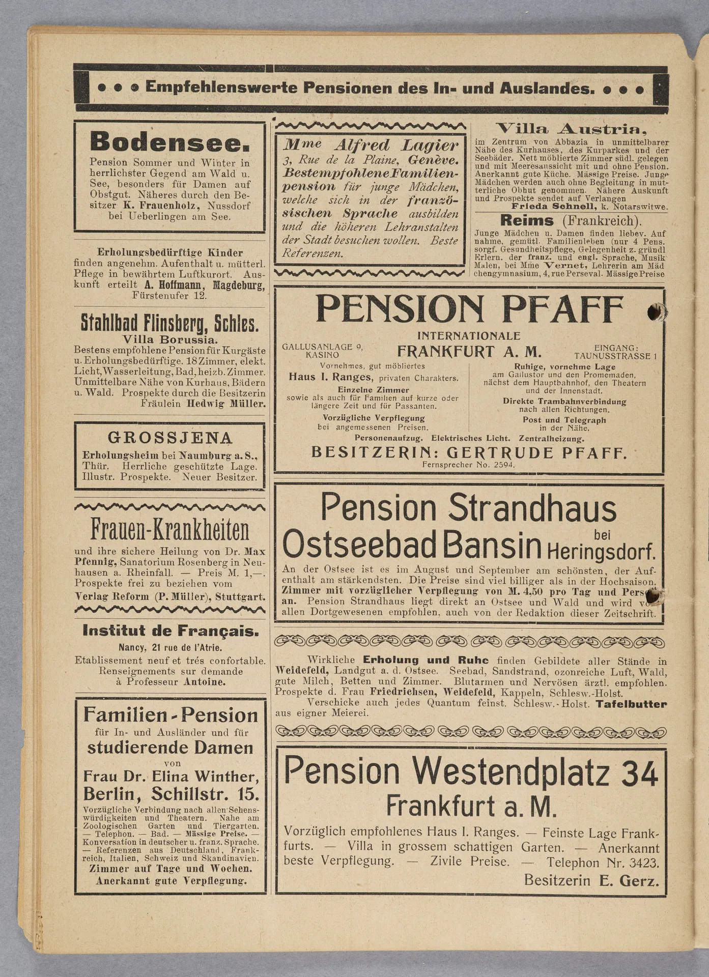 Elisabeth Mentzel und Julia Virginia Laengsdorff, Frankfurt a. M. und seine Frauen, in: Frauen-Rundschau, Jahrgang 8, Heft 14 [1907]