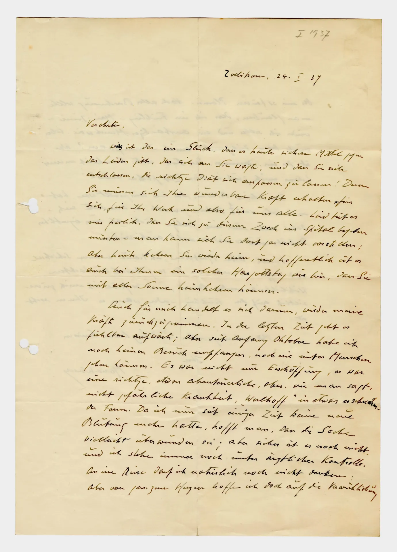 Brief von Maria Waser an Ottilie W. Roederstein, 24. Januar 1937