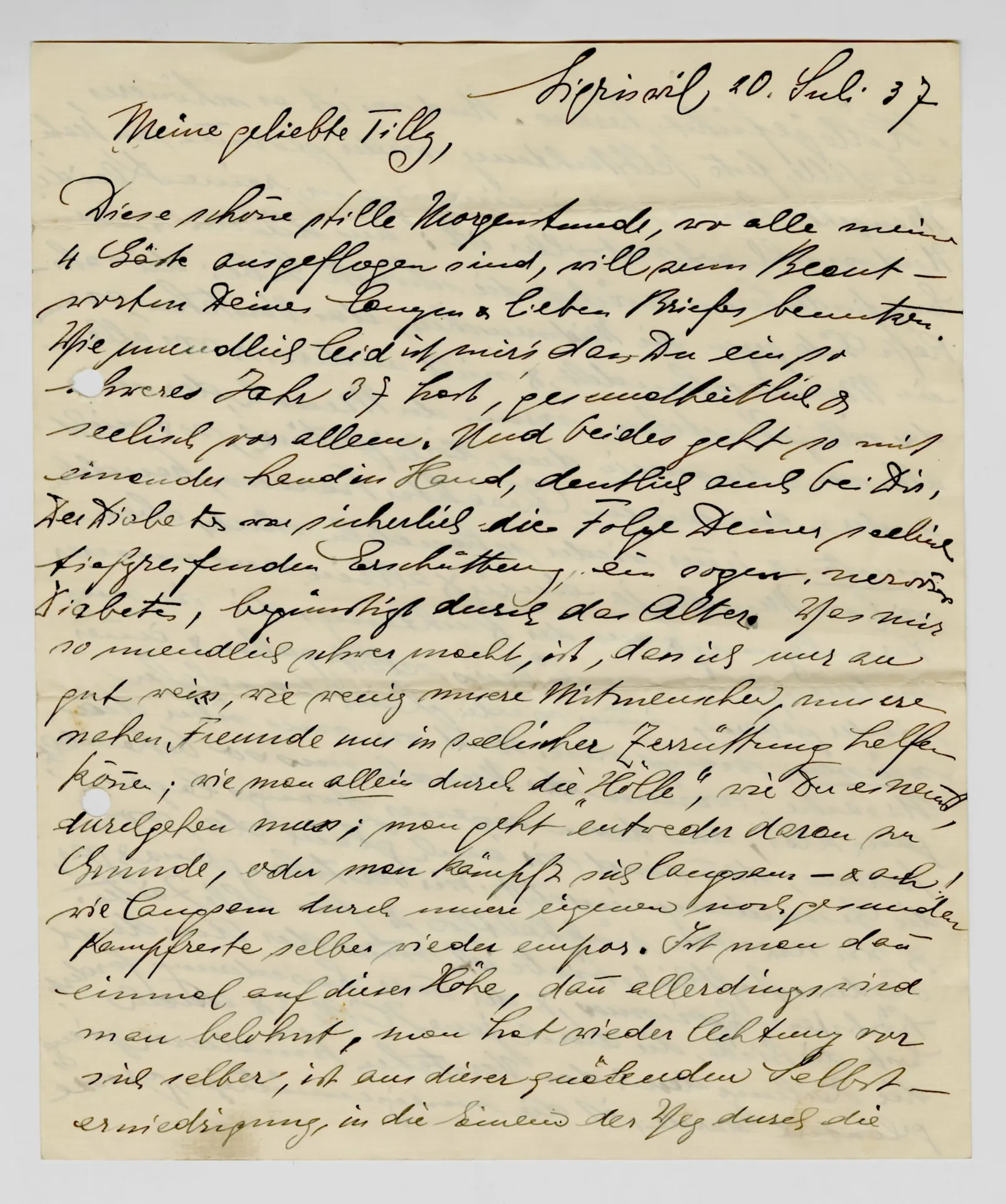 Brief von Martha Sommer an Ottilie W. Roederstein, 20. Juli 1937