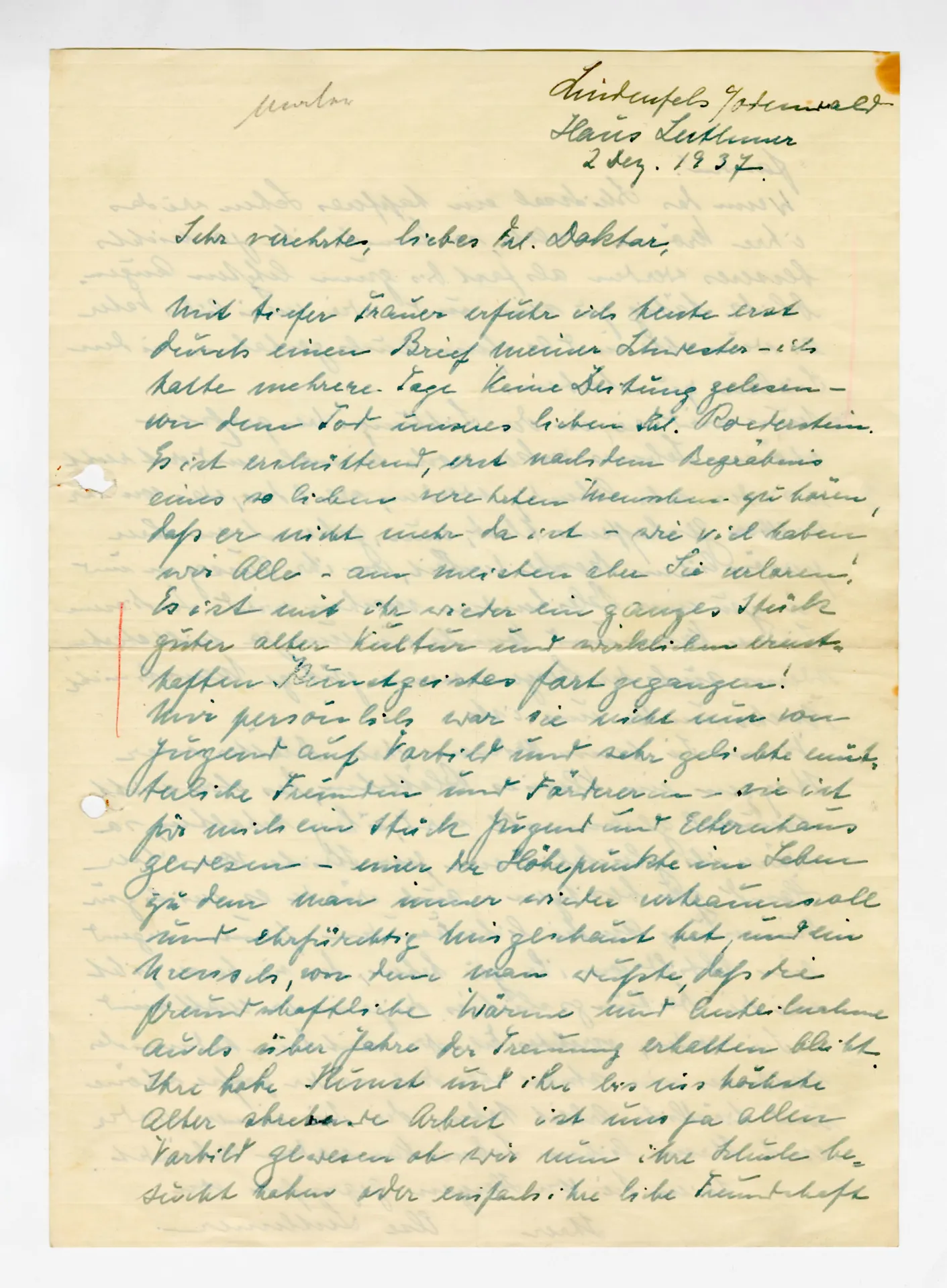 Brief von Else Luthmer an Elisabeth H. Winterhalter, 2. Dezember 1937