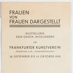 Frauen von Frauen dargestellt, Ausstellung von GEDOK-Mitgliedern im Frankfurter Kunstverein
