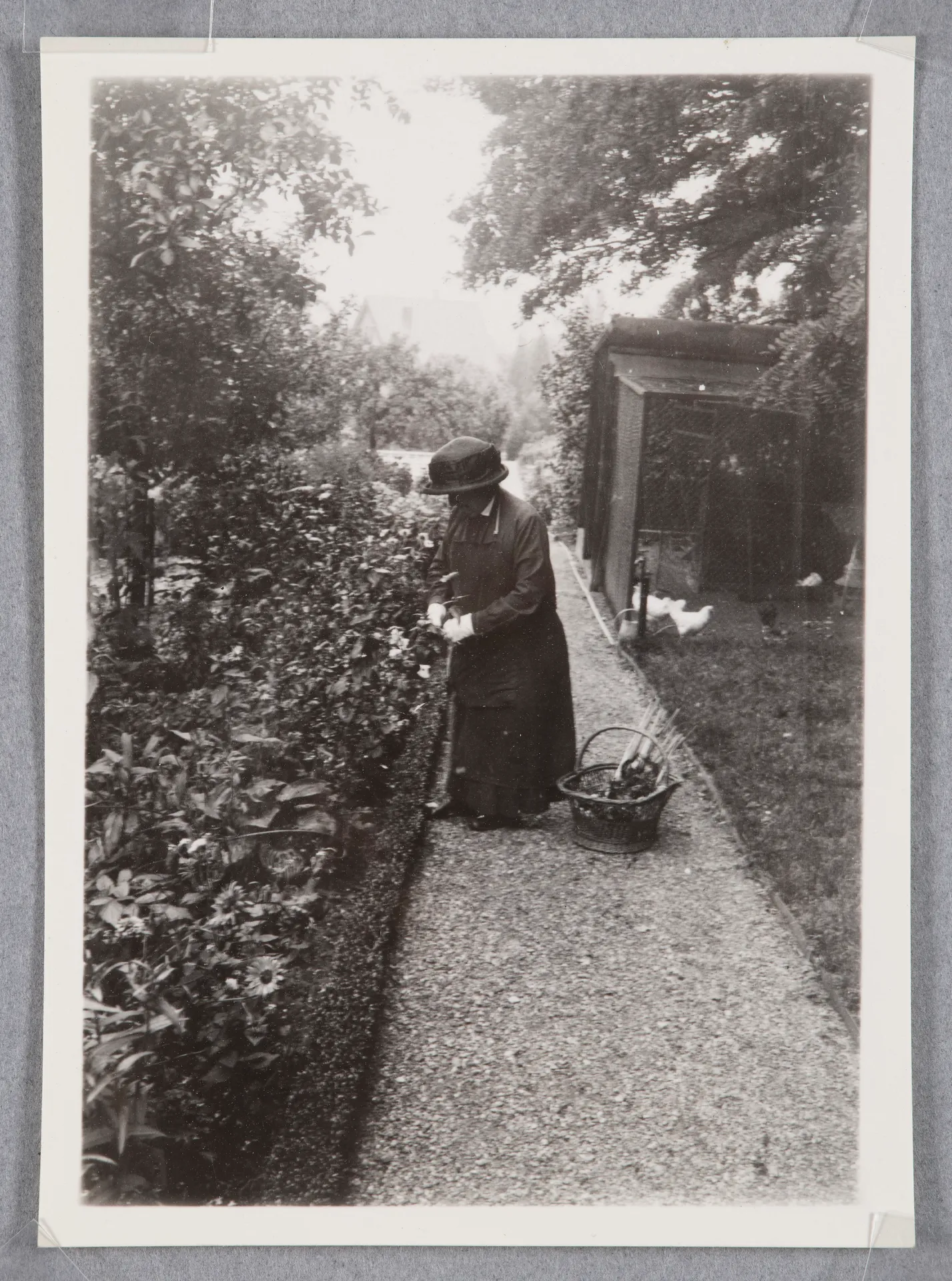 Elisabeth H. Winterhalter bei der Gartenarbeit, Hofheim am Taunus