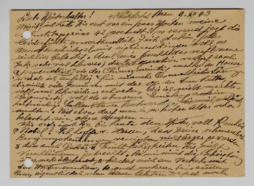 Postkarte von Martha Sommer an Elisabeth H. Winterhalter, 9. Dezember 1943