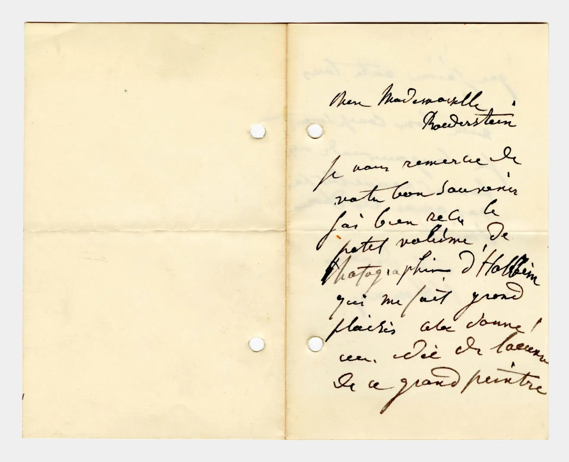 Brief (Transkript) von Jean-Jacques Henner an Ottilie W. Roederstein, um 1891