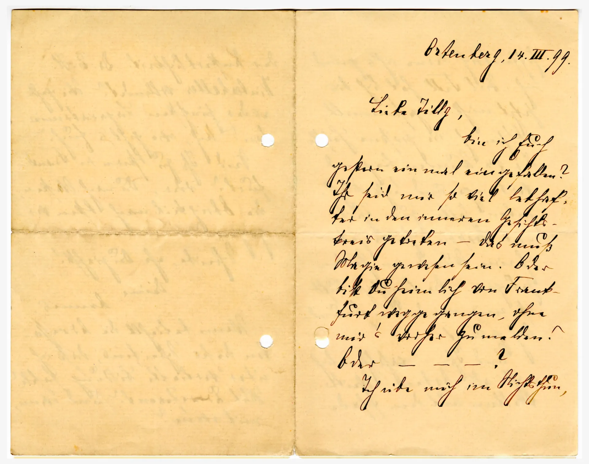 Brief von Anna Edinger an Ottilie W. Roederstein, 14. März 1899