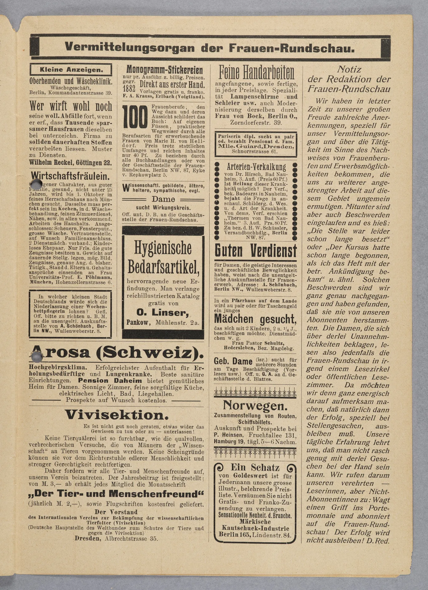 Elisabeth Mentzel und Julia Virginia Laengsdorff, Frankfurt a. M. und seine Frauen, in: Frauen-Rundschau, Jahrgang 8, Heft 14 [1907]